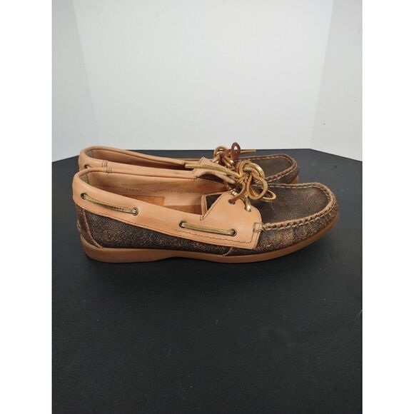 Ariat 10012905 Yuma Peach & Brown Boat Oxford Lace Up Leather Womens Shoe Sz 8.5 - Picture 3 of 8